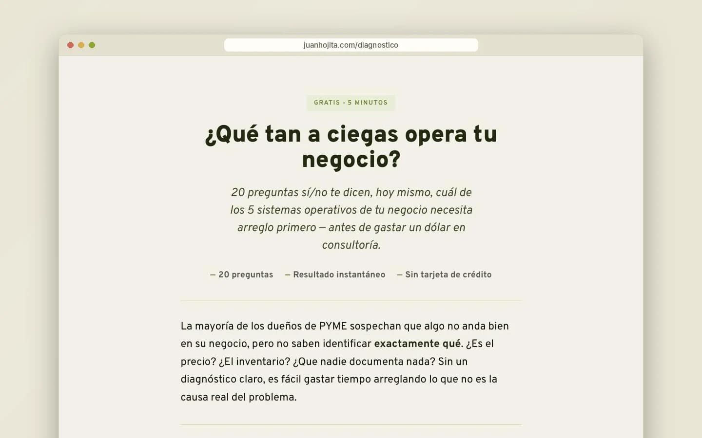 20 preguntas, 5 minutos, resultado instantáneo